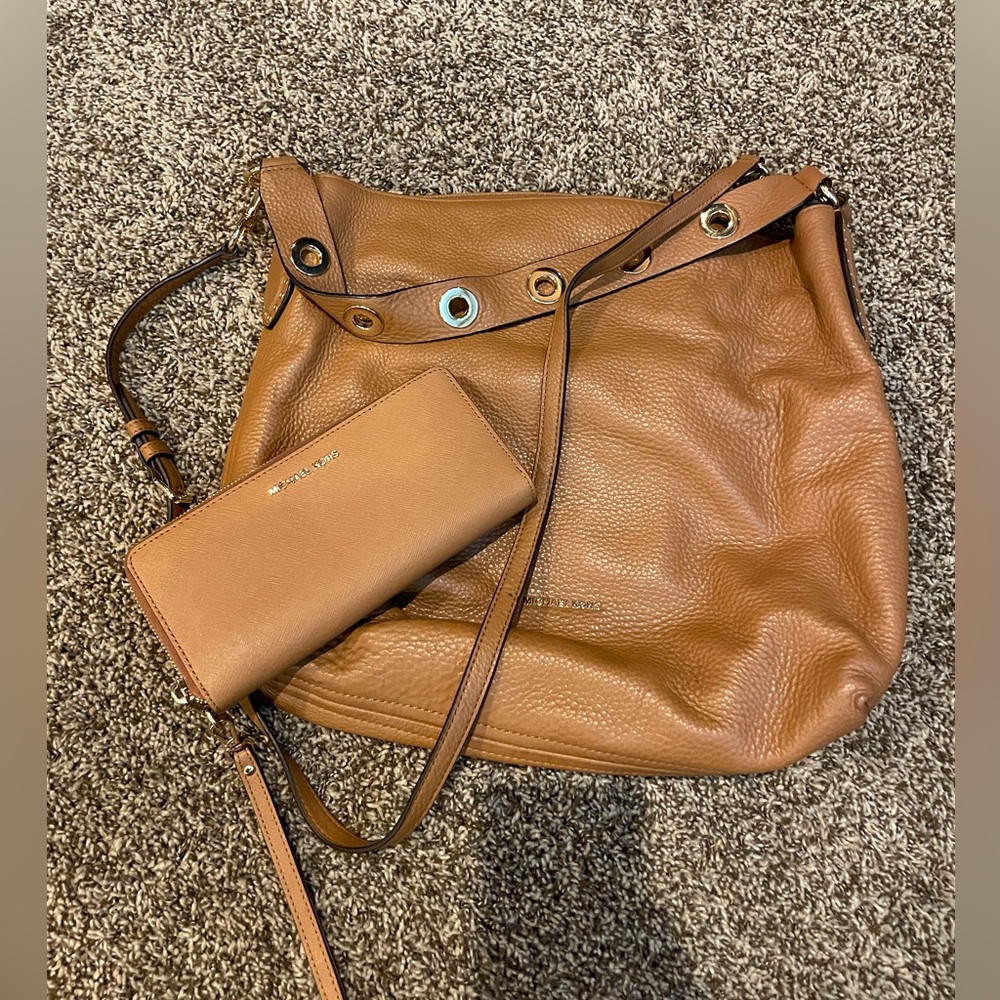 Michael Kors Brown Leather Shoulder Bag and Wallet